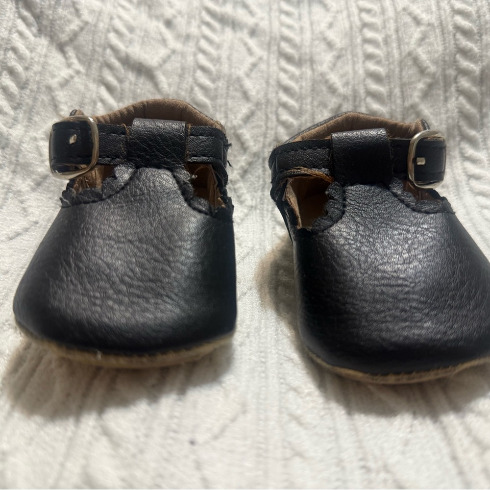 Black Leather Kids Shoes